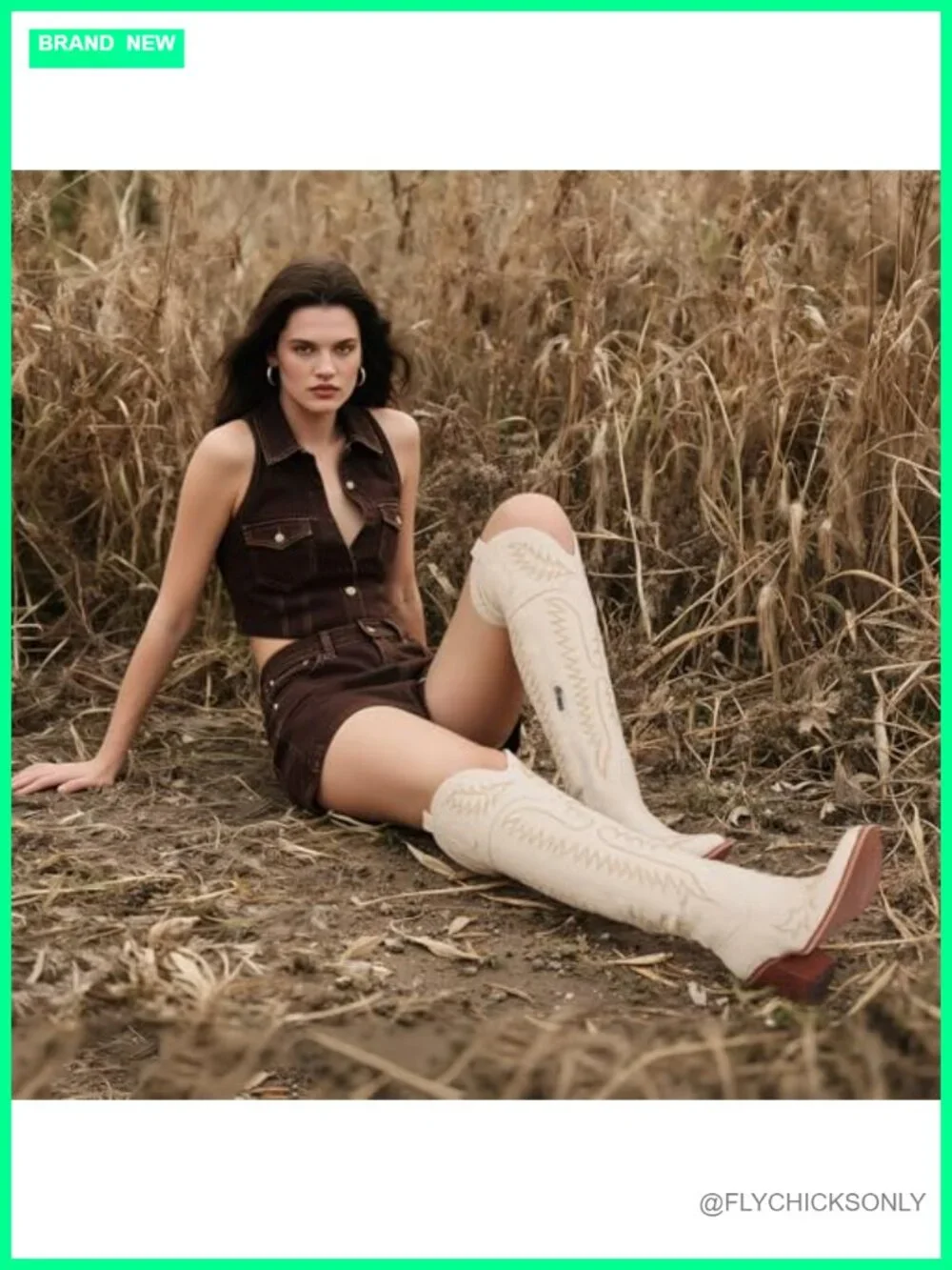 Over The Knee Western Cowboy Boots Pointed Toe Block Heel Pull-On